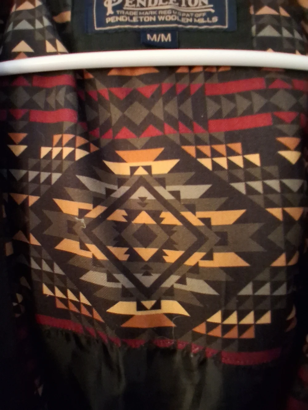 Pendelton Women's Hooded Rain Black With Aztec Print Sz M